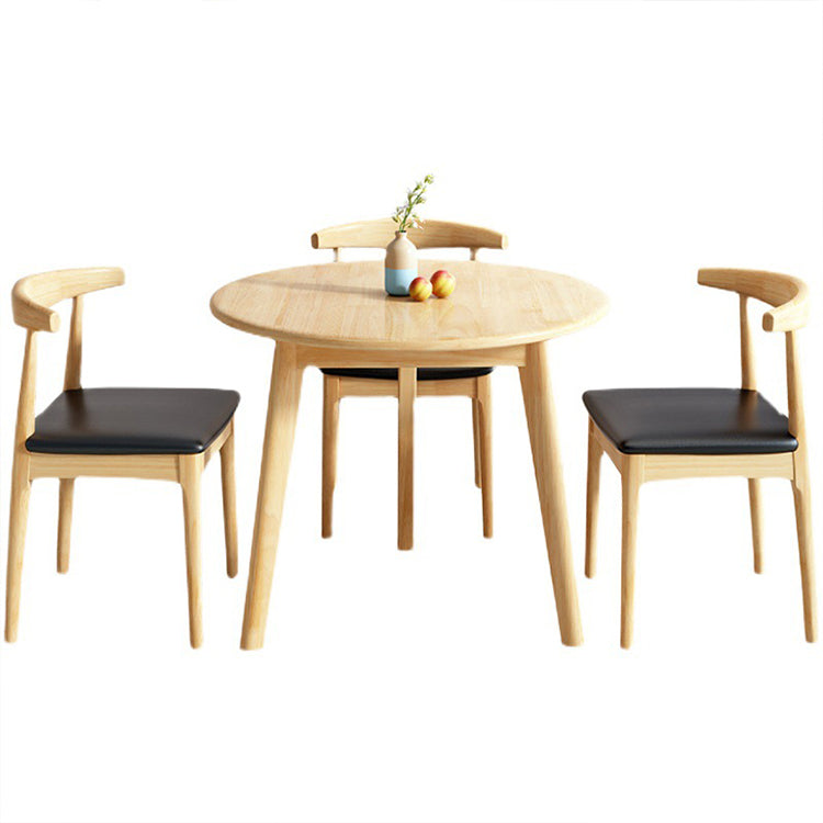 Solid Wood Small Round Table, Minimalist Coffee Shop Dining Table and Chairs