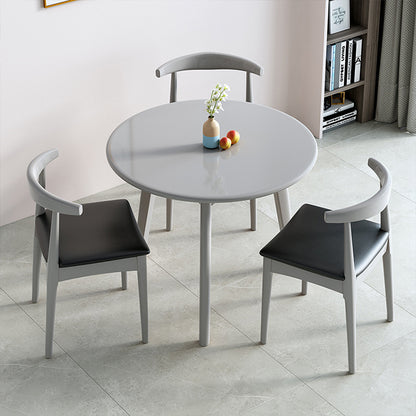 Solid Wood Small Round Table, Minimalist Coffee Shop Dining Table and Chairs