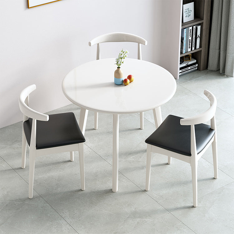 Solid Wood Small Round Table, Minimalist Coffee Shop Dining Table and Chairs