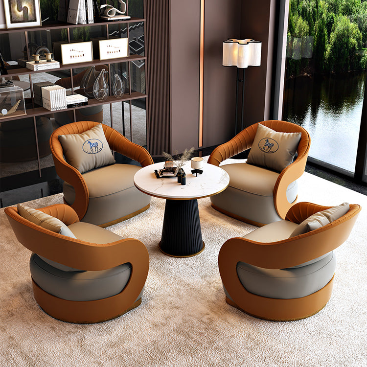 Leather Sofa and Coffee Table Set for Office, Hotel, Lounge Area