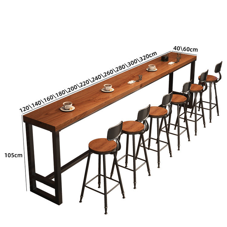 Solid Wood Bar Table, Long Table, Commercial High Legged Table in Brown