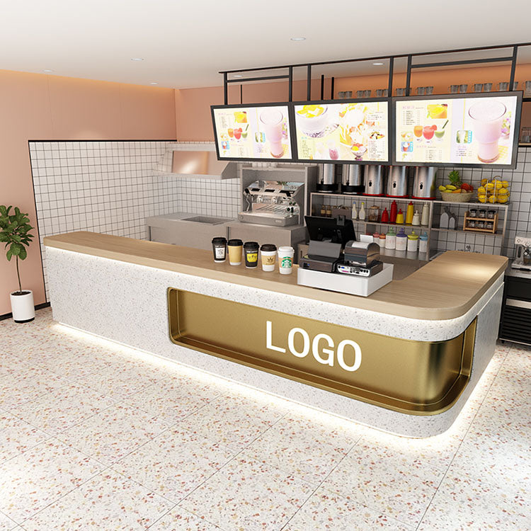 Simple Milk Tea Shop Counter with Corner Cash Register