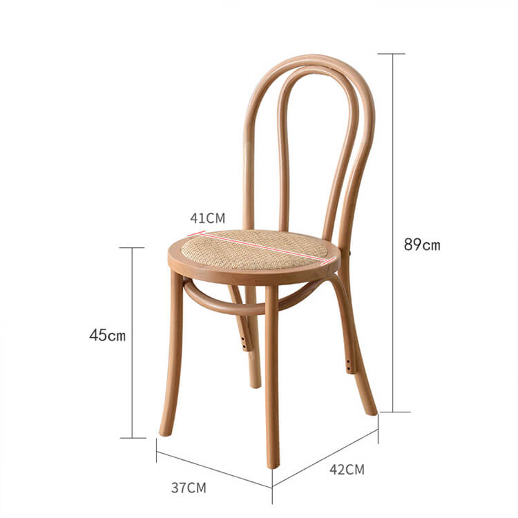 Retro Solid Wood Chair for Coffee Shop and Restaurant, Home Backrest Rattan Woven Chair