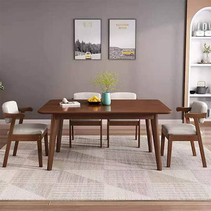 Minimalist Solid Wood Rectangular Dining Table, Small Apartment Dining Table and Chairs