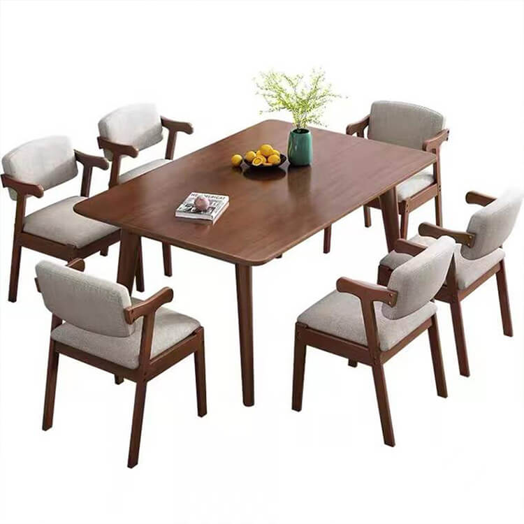 Minimalist Solid Wood Rectangular Dining Table, Small Apartment Dining Table and Chairs