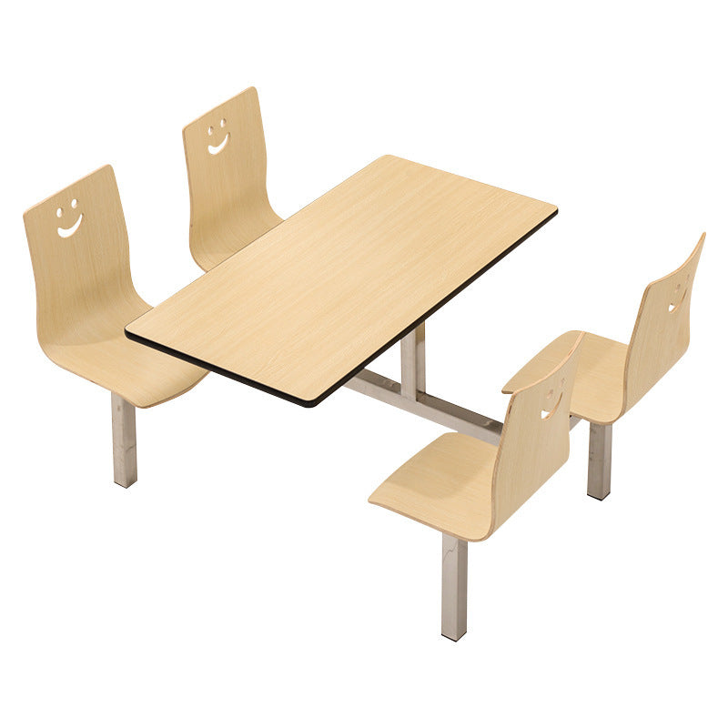 School Cafeteria Stainless Steel One-piece Dining Table and Chairs