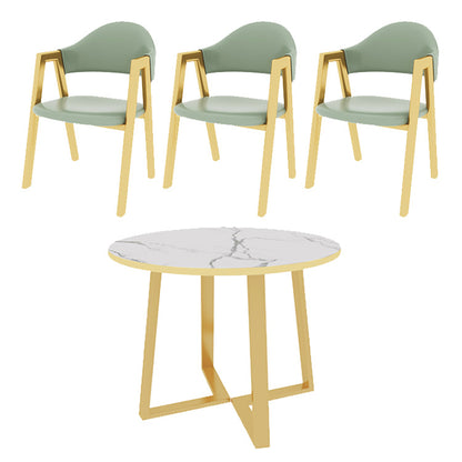 Luxurious and Fashionable Restaurant Leather Table and Chair Set in Green