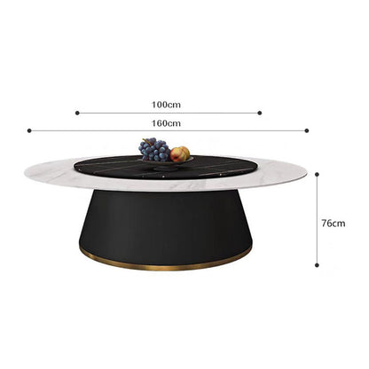 Hotel Electric Rock Slab Large Round Dining Table