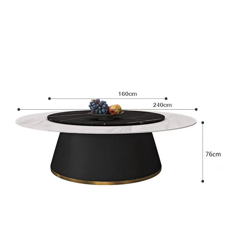 Hotel Electric Rock Slab Large Round Dining Table