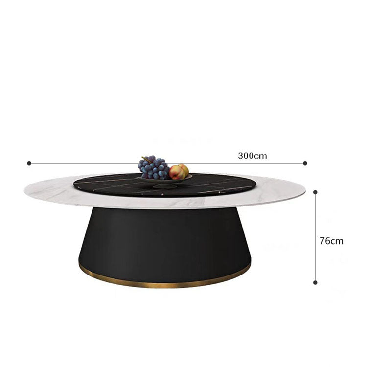 Hotel Electric Rock Slab Large Round Dining Table