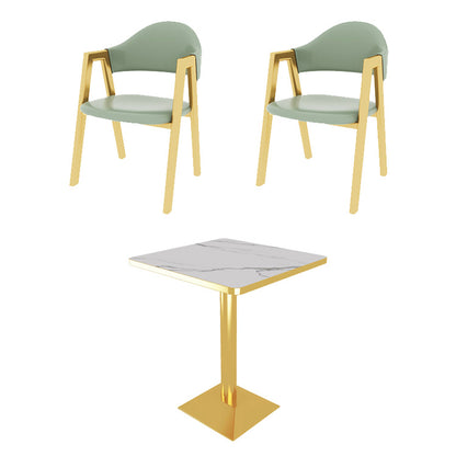 Luxurious and Fashionable Restaurant Leather Table and Chair Set in Green