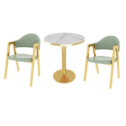 Luxurious and Fashionable Restaurant Leather Table and Chair Set in Green