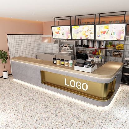 Simple Milk Tea Shop Counter with Corner Cash Register