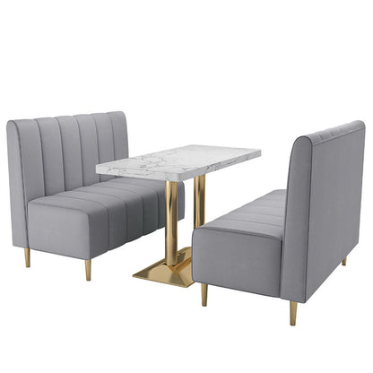 Minimalist Restaurant Booth Sofa Table and Chair Set in Gray