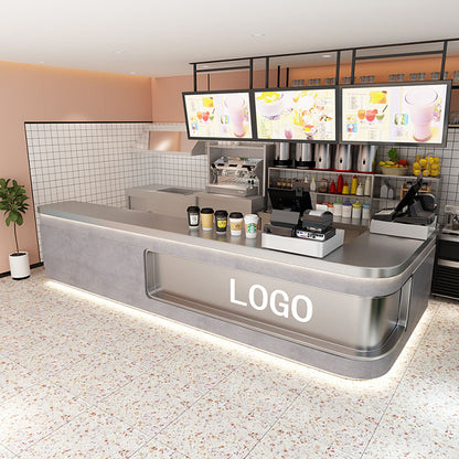 Simple Milk Tea Shop Counter with Corner Cash Register