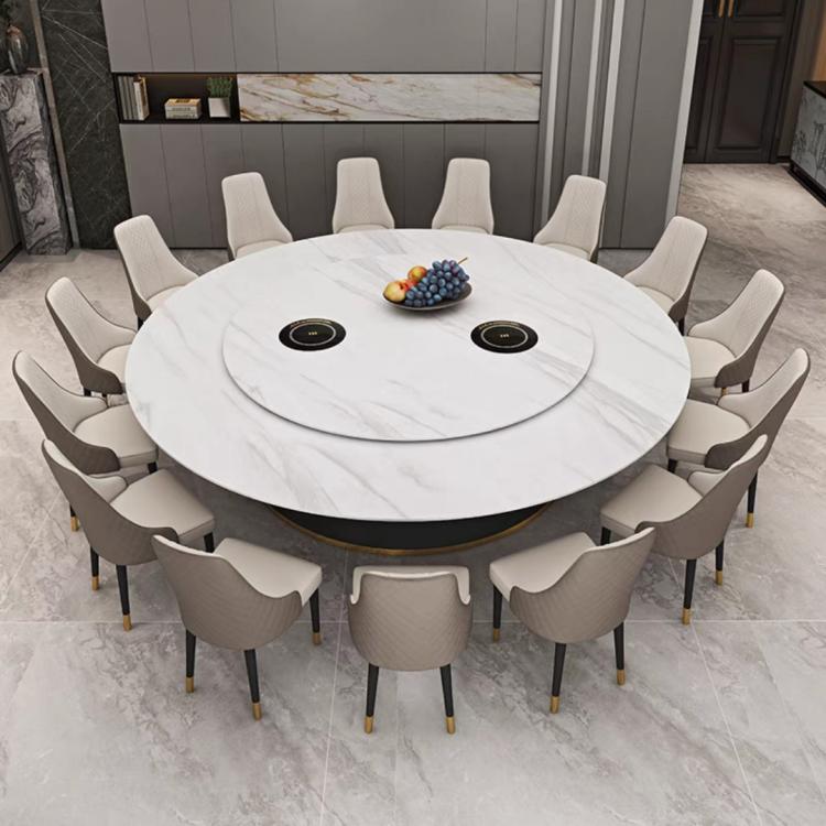 Hotel Electric Rock Slab Large Round Dining Table