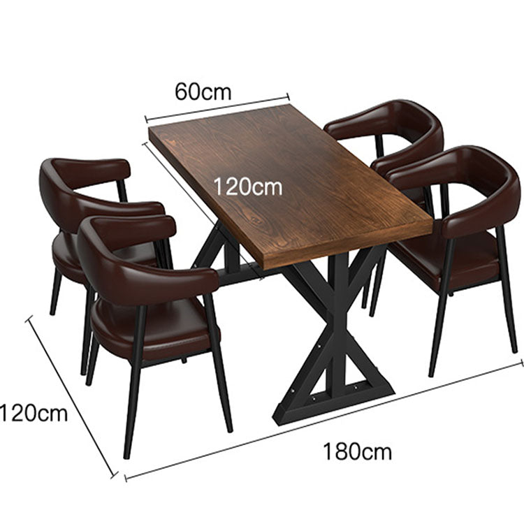 Industrial Style Bar Booth Sofa, Coffee Shop Slate Leather Table and Chair Set