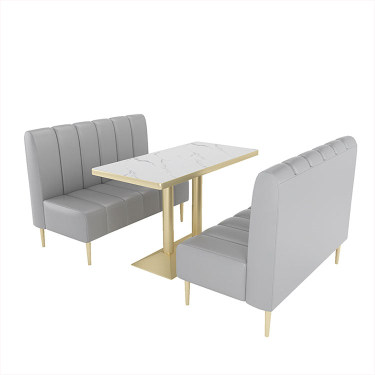 Minimalist Restaurant Booth Sofa Table and Chair Set in Gray