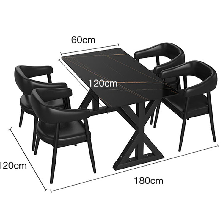 Industrial Style Bar Booth Sofa, Coffee Shop Slate Leather Table and Chair Set