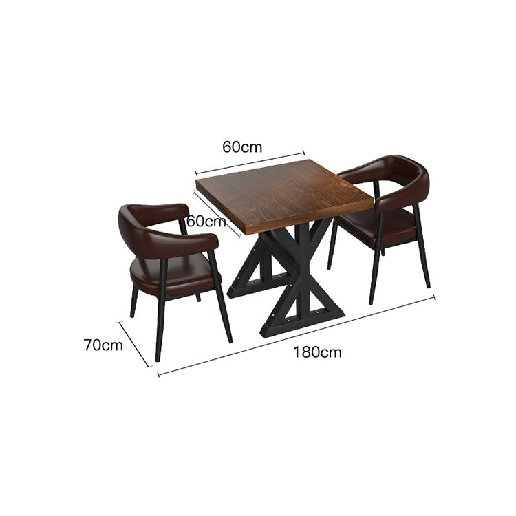 Industrial Style Bar Booth Sofa, Coffee Shop Slate Leather Table and Chair Set