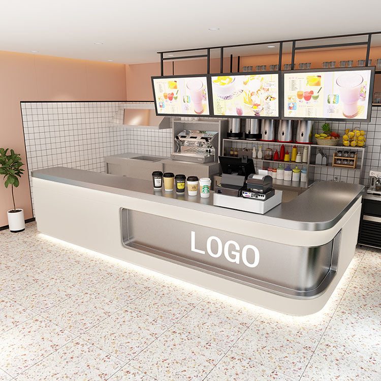 Simple Milk Tea Shop Counter with Corner Cash Register