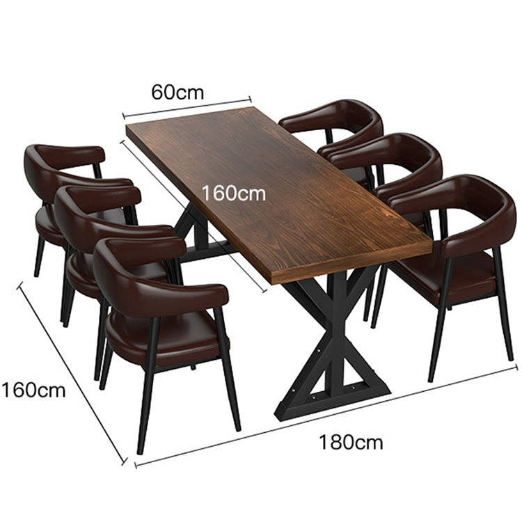 Industrial Style Bar Booth Sofa, Coffee Shop Slate Leather Table and Chair Set